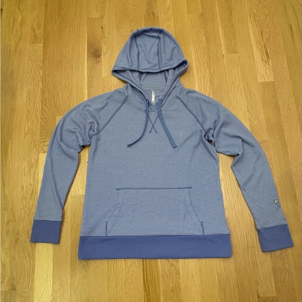 Kuhl Stria Pullover Blue Striped Knit Lightweight Hoodie Sweatshirt Size S
